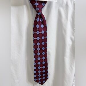 Nordstrom Burgundy and Sky Blue Patterned Silk Tie
